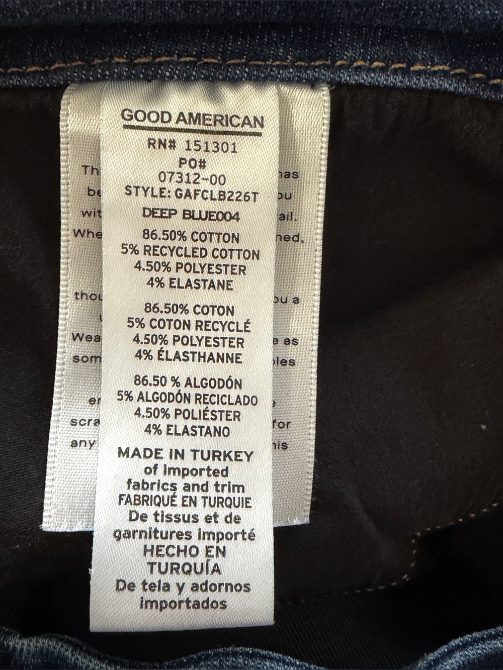 Good American Always Fits Classic Boocut Deep Blue Size 28-32 - Picture 5 of 5